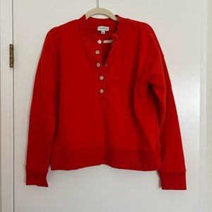 Evereve half-snap-up crewneck sweatshirt in poppy red